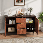 Mid Century Walnut Sideboard Buffet Cabinet, 3 Drawers, 2 Doors, Storage Credenza TV Stand