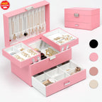 Large 3 Layer Jewelry Organizer Box Case
