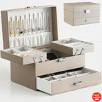 Large 3 Layer Jewelry Organizer Box Case