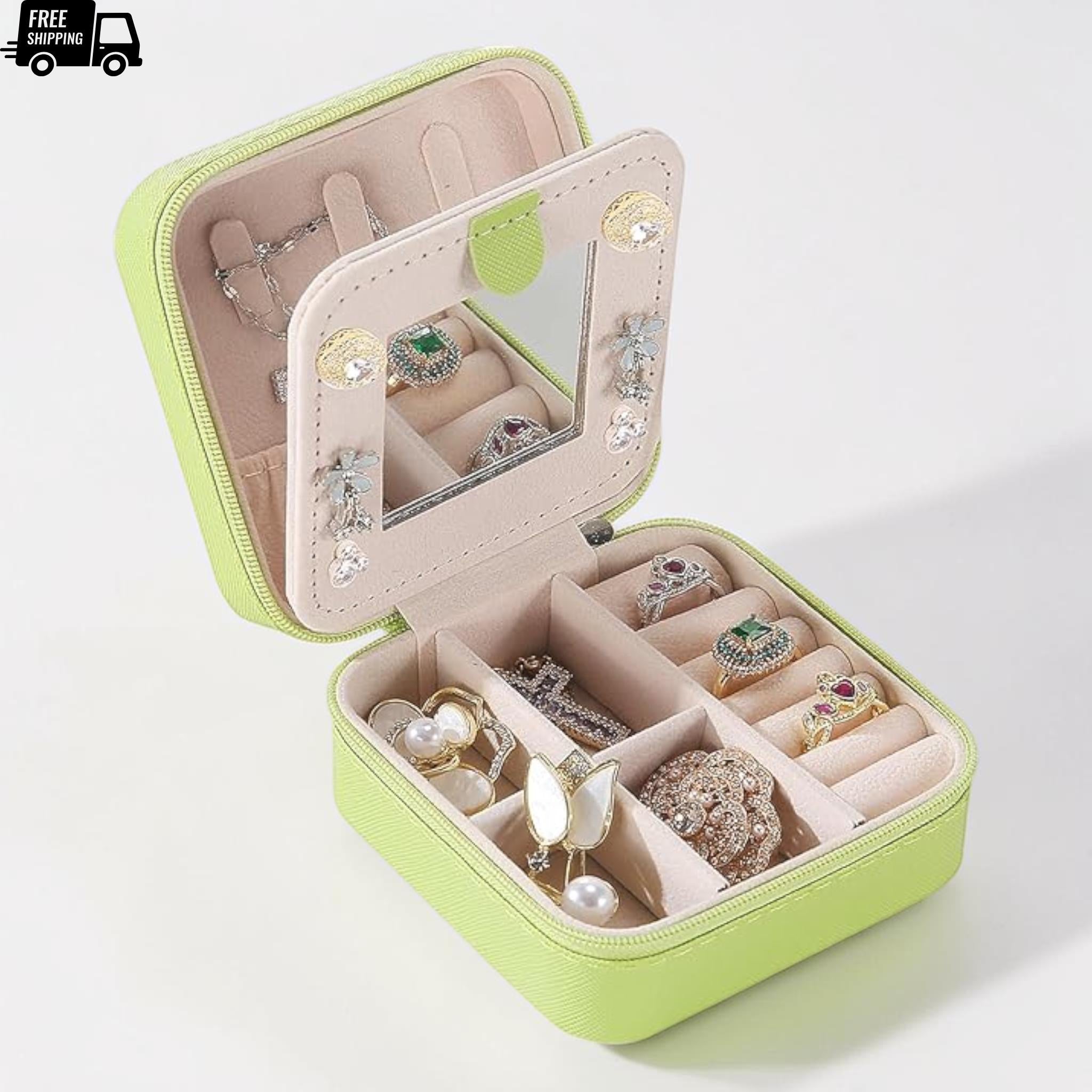 Travel Jewelry Organizer Box with Mirror
