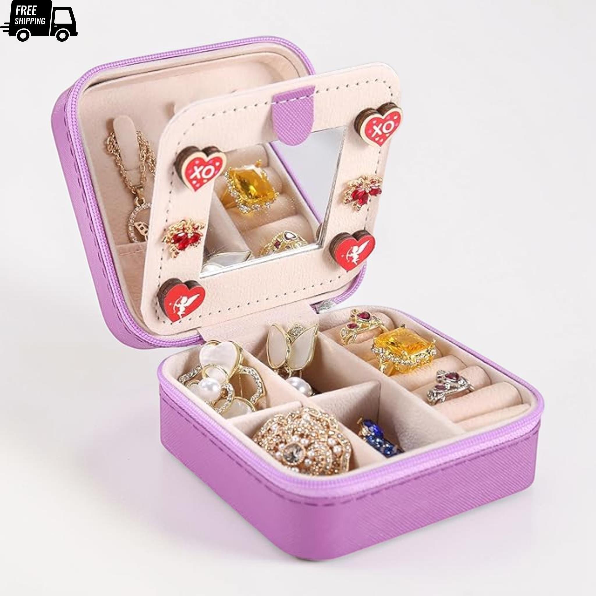Travel Jewelry Organizer Box with Mirror