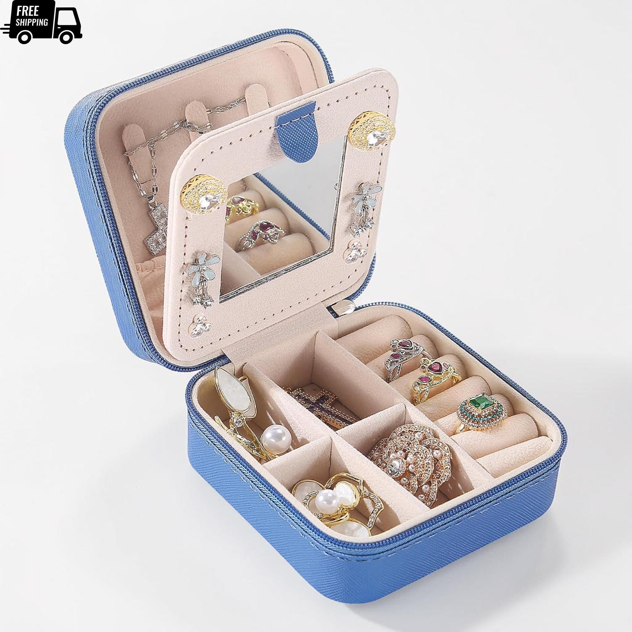 Travel Jewelry Organizer Box with Mirror