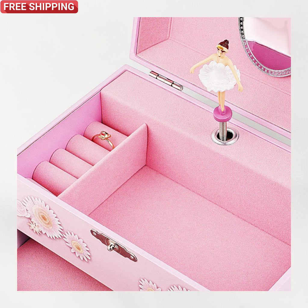 Ballerina Musical Jewelry Box Pink Girls Gift