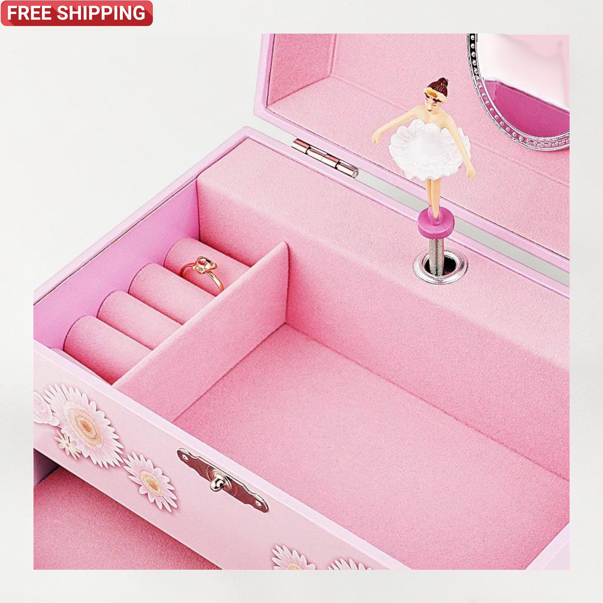 Ballerina Musical Jewelry Box Pink Girls Gift