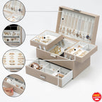 Large 3 Layer Jewelry Organizer Box Case