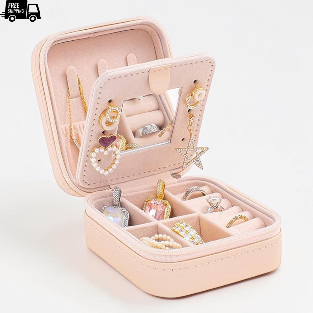 Travel Jewelry Organizer Box with Mirror