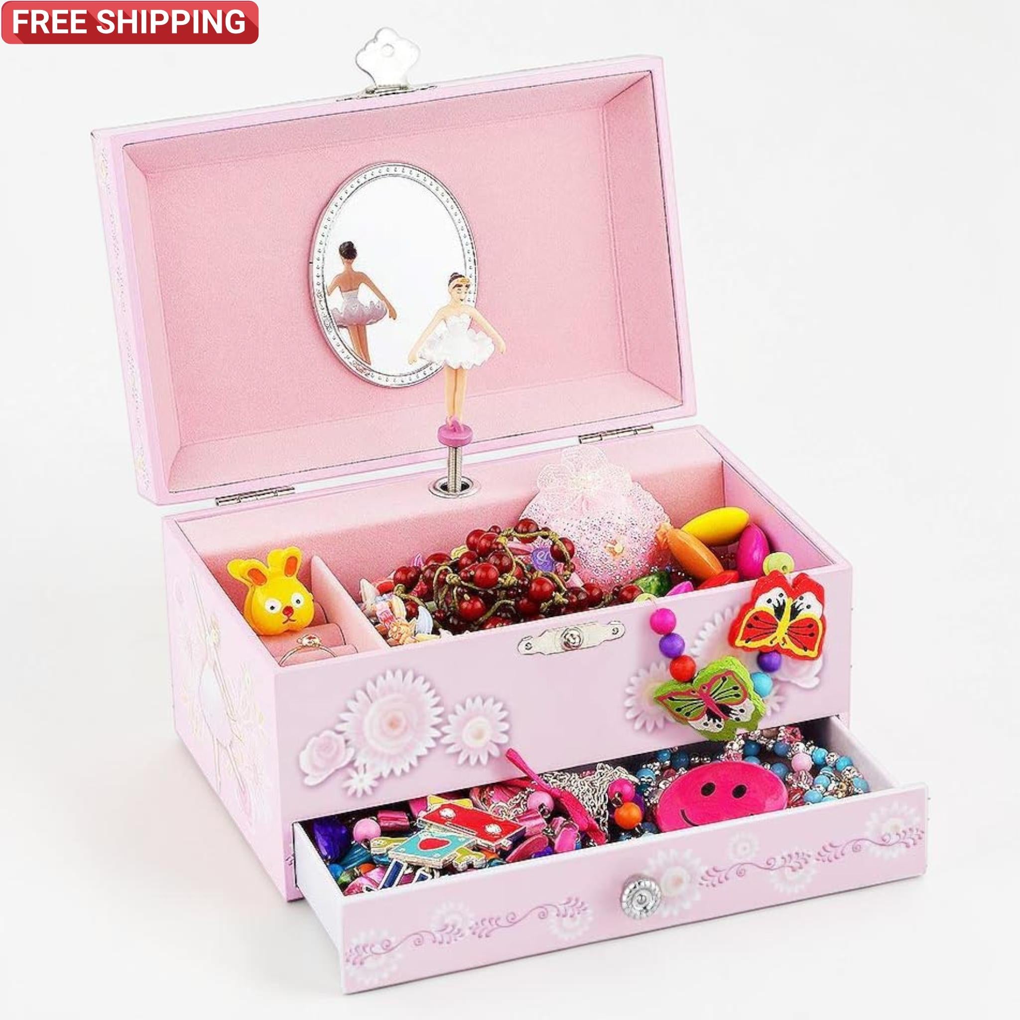 Ballerina Musical Jewelry Box Pink Girls Gift