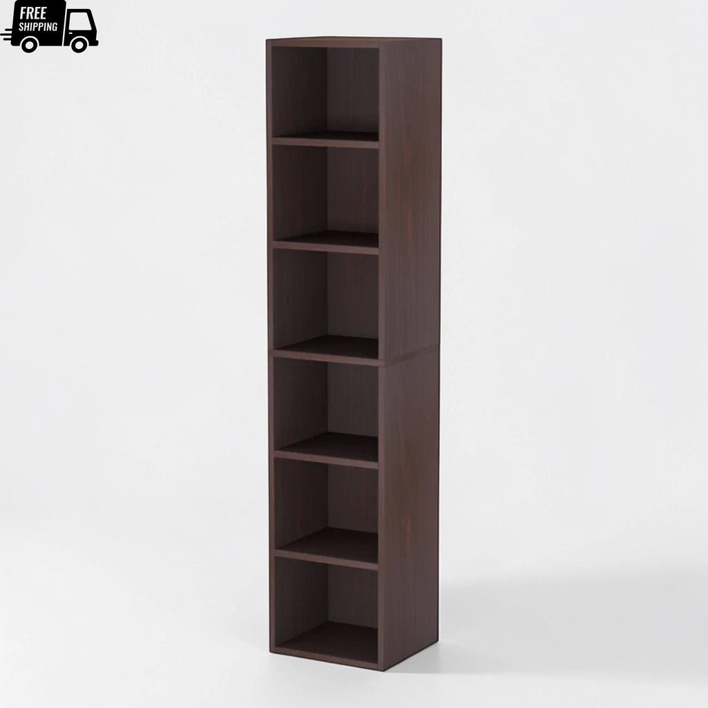 Corner Bookcase 6 Tier Narrow Display Shelf