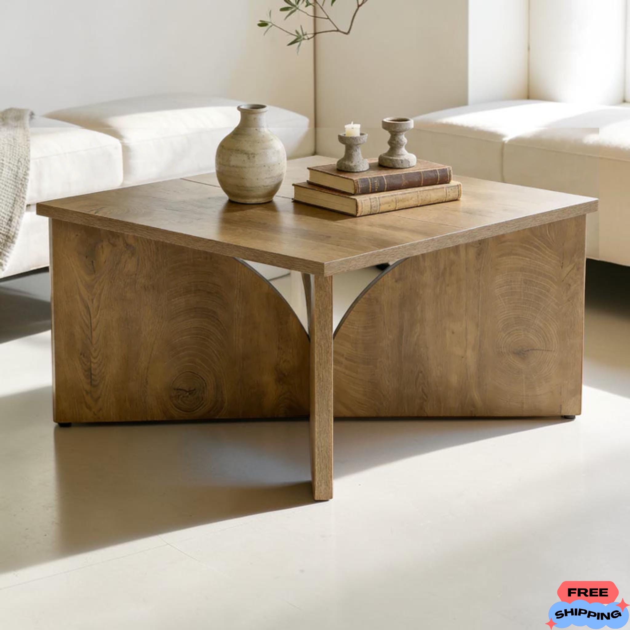 Square Farmhouse Coffee Table Living Room