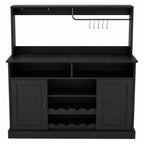 47" Farmhouse Buffet Cabinet with Power Outlets, Wine Rack, Goblet Holder