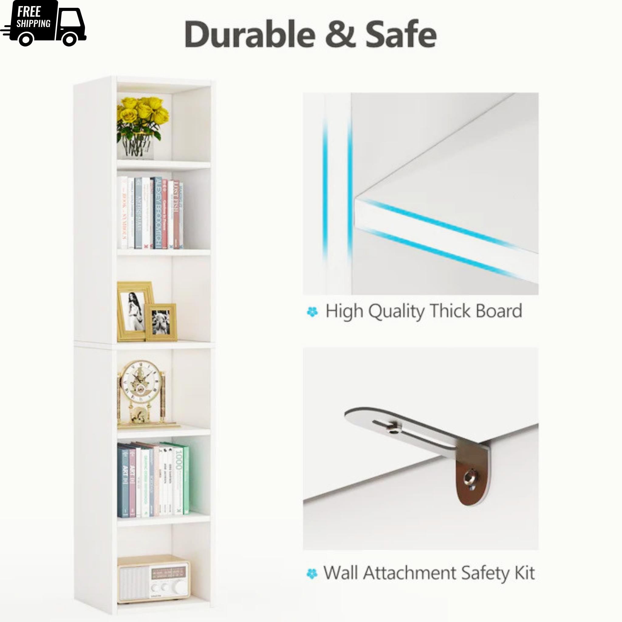 Corner Bookcase 6 Tier Narrow Display Shelf