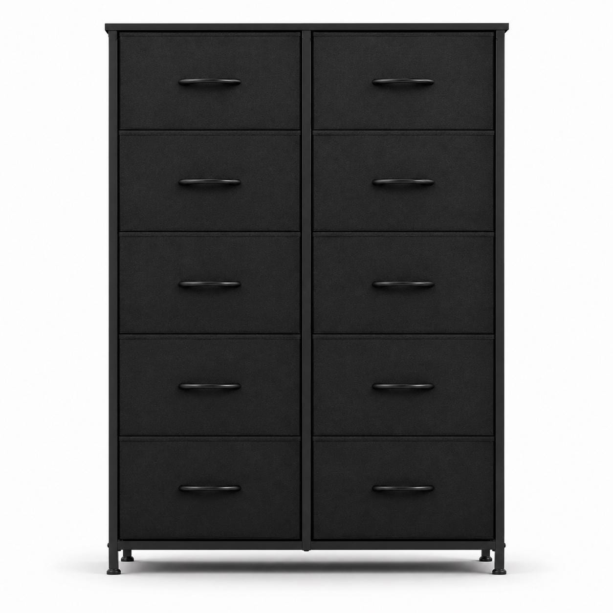 JHK Bedside Table For Bedroom With 10 Fabric Drawers