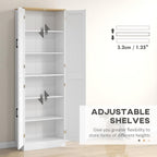 Freestanding Kitchen Pantry Cabinet with 4 Doors, Adjustable Shelves & Spacious Storage, Distressed Gray