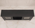Modern Black Sideboard Cabinet with Faux Marble Top – 2 Drawers, 2 Doors Storage Console