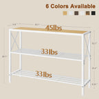 Rustic Gold Console Table with 3-Tier Storage Shelves for Entryway & Living Room
