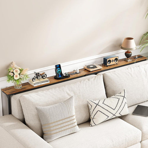 2-Pack Narrow Console Table, Adjustable Height, Rustic Industrial Sofa Table