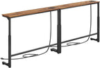 2-Pack Narrow Console Table, Adjustable Height, Rustic Industrial Sofa Table