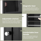 Tall Black Storage Cabinet, Narrow Bathroom Kitchen Organizer, Adjustable Shelf Drawer