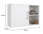 36-Inch White Wall Mounted Storage Cabinet, Double Doors, Soft-Close Hinges, Adjustable Shelf