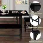 Feonase 5-Piece Extendable Dining Table Set for 4-8 People, 63" Kitchen Table with 2 Benches & 2 Stools, Black