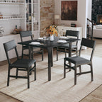 HUAHUU 5-Piece Extendable Dining Table Set for 4, Foldable Kitchen Table with 4 Upholstered Cushion Chairs, Rectangle Dining Set