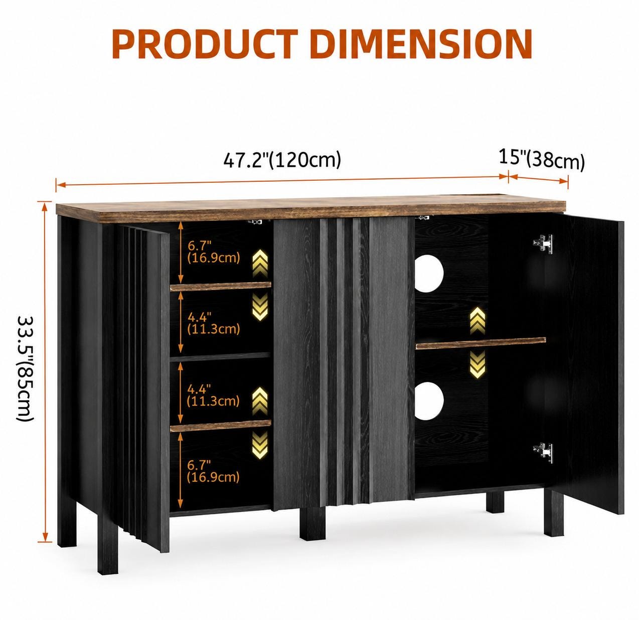 Narrow Wooden Shoe Cabinet with 3 Doors, Entryway Hidden Storage
