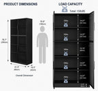 Tall Black Display Cabinet, 4 Glass Doors, 5-Tier Bookcase with LED Lights