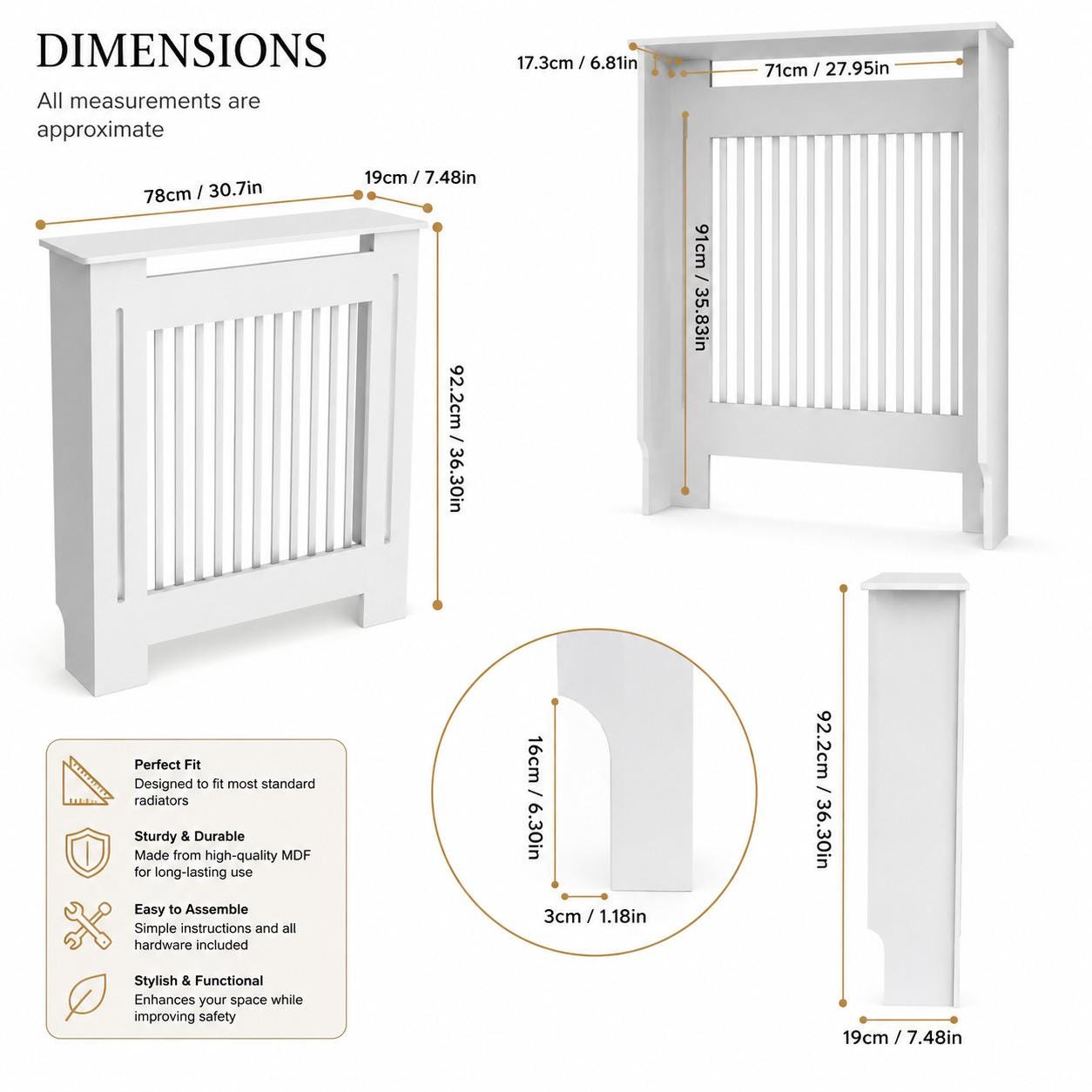 White MDF Modern Radiator Cover Cabinet Grill – Living Room Furniture