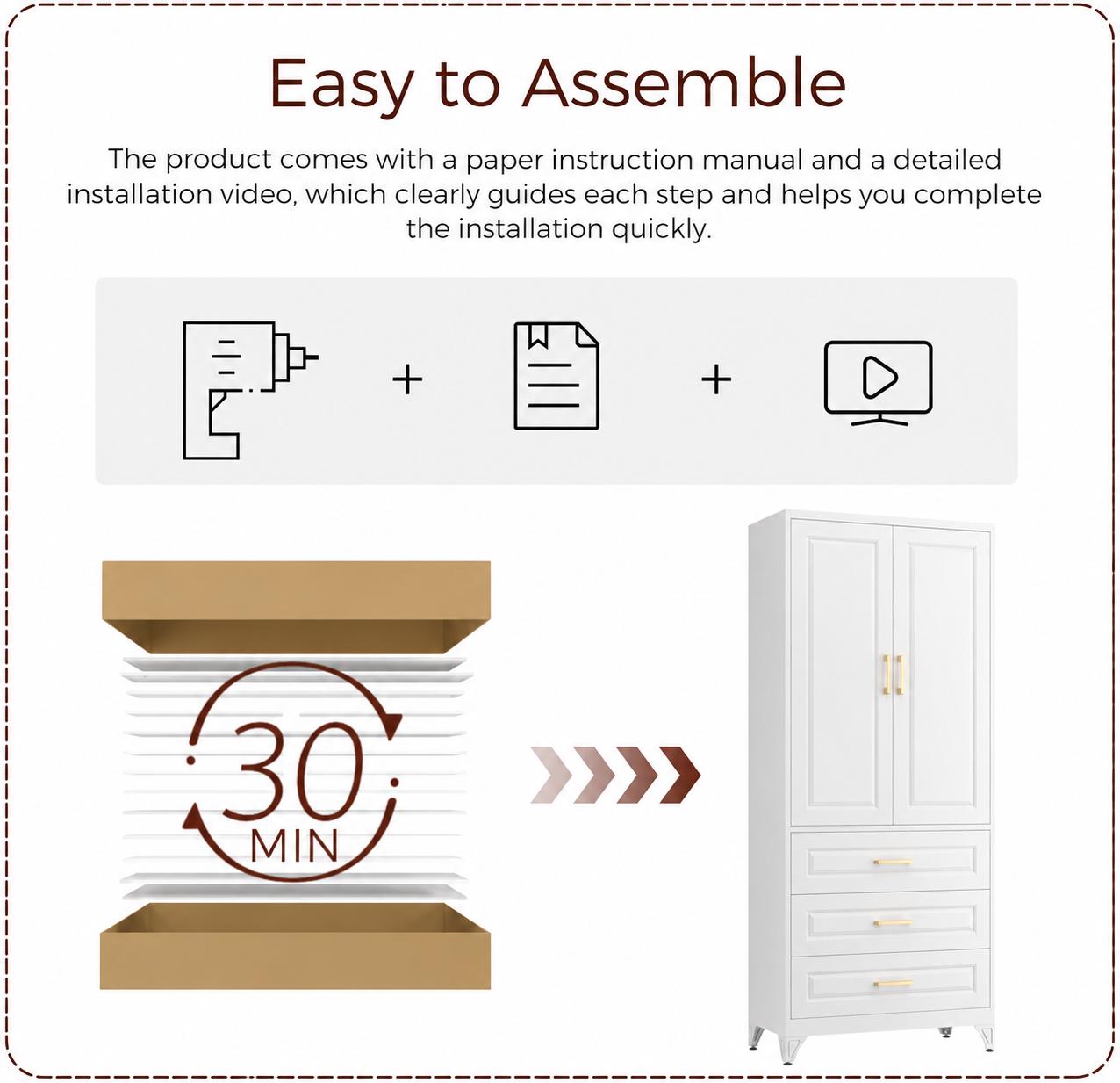Large Metal Pantry Cabinet with Drawer – Cold Rolled Steel Storage Cabinet with Adjustable Shelves, Anti-Tip Kitchen Organizer,