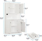 Farmhouse Pantry Cabinet with Charging Station, Microwave Stand, Storage Hutch