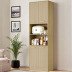 Tall Kitchen Pantry Cabinet, 4 Doors, Open Shelf, Engineered Wood Storage