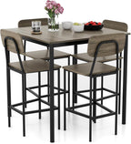 Giantex 5-Piece Counter Height Dining Table Set with 4 Bar Stools, Industrial Kitchen Dinette Set, Space Saving Dining Furniture