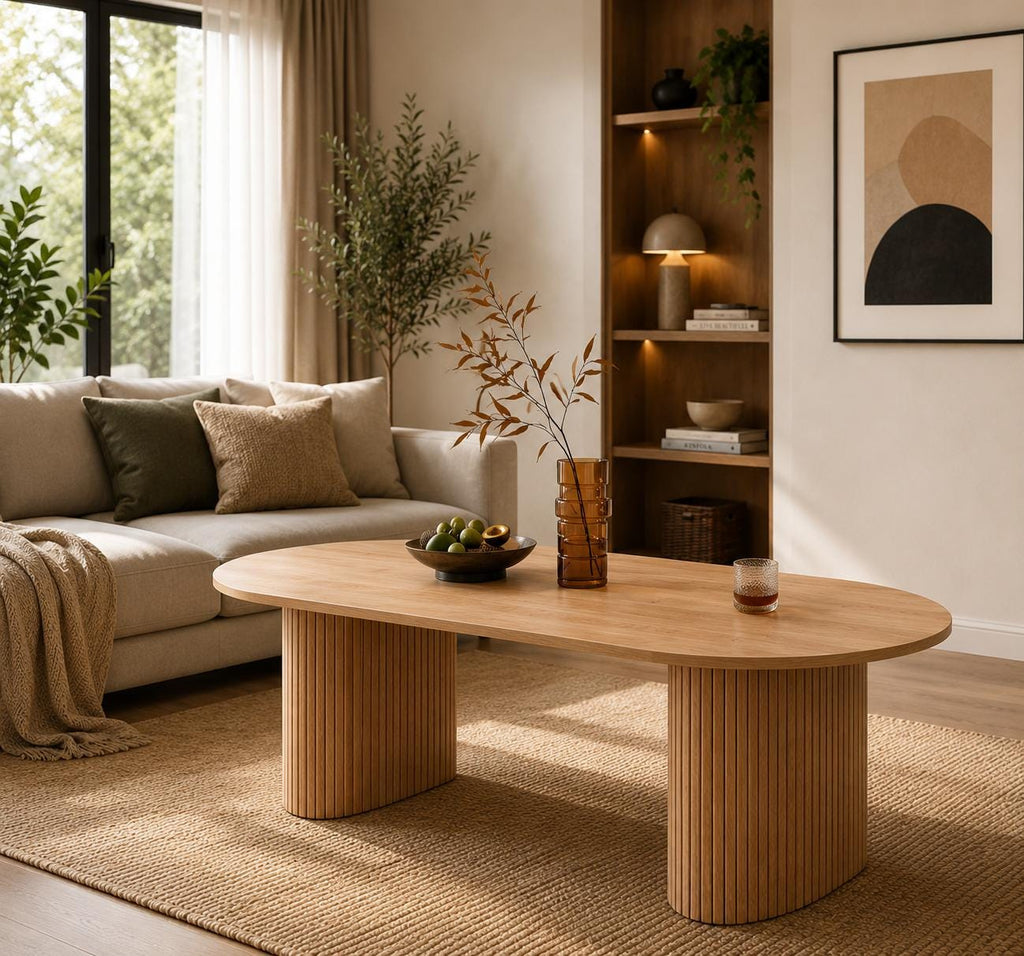 in78 in Extendable Dining Room Table for 48, Round Expandable Kitchen Table with Fluted Base, Modern Farmhouse Oval Dinner Table