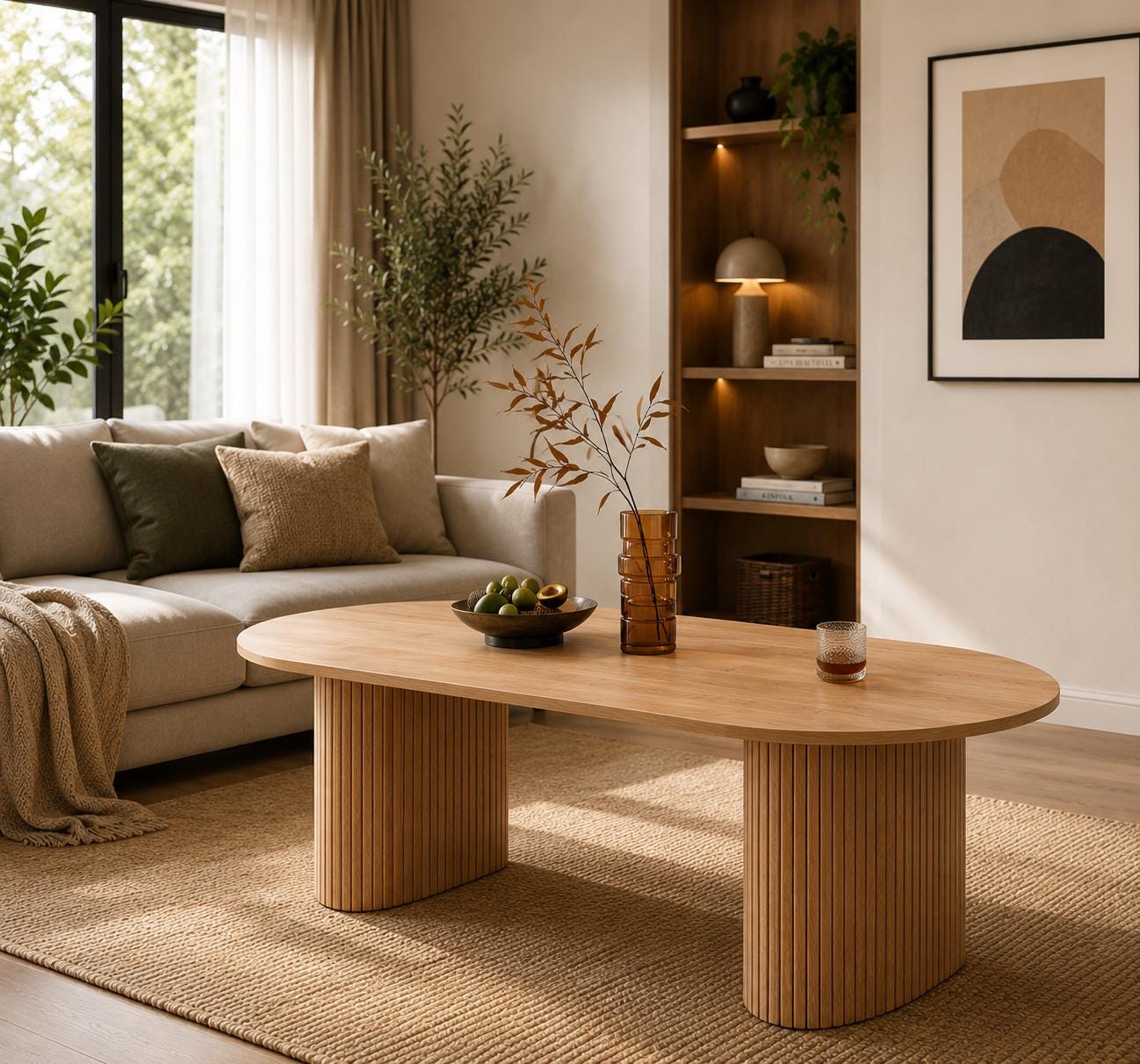 in78 in Extendable Dining Room Table for 48, Round Expandable Kitchen Table with Fluted Base, Modern Farmhouse Oval Dinner Table